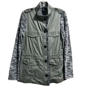 SLOOSH  Khaki Lightweight Safari Jacket w/ Knit Sleeves